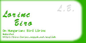 lorinc biro business card