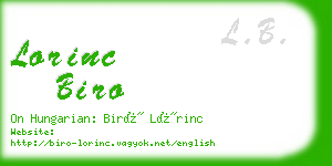 lorinc biro business card